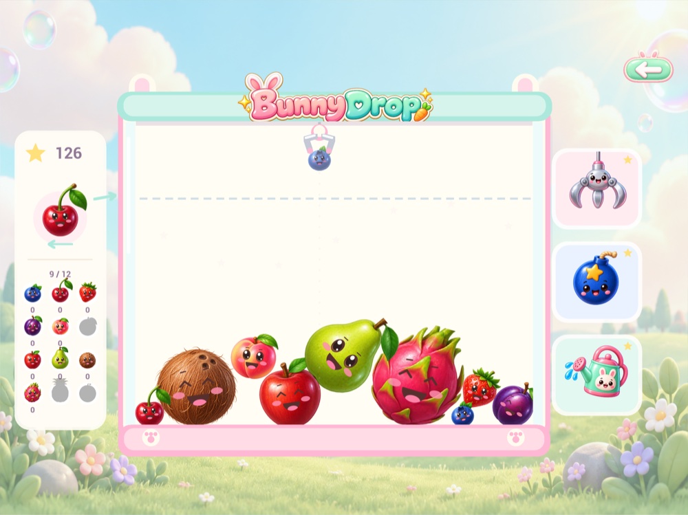 Bunny Drop gameplay inside its fruit claw machine